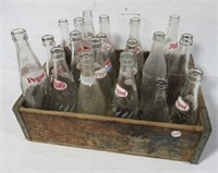 Vintage Pepsi crate with vintage bottles