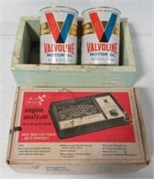 (2) Valvoline motor oil 1 quart cans with engine