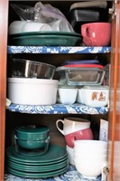 Entire contents of cabinet Pyrex & more