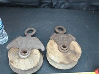 2 Old 6” Myers Wood Pulleys