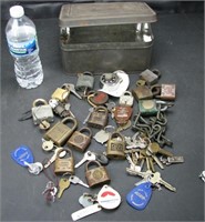 Old Tin With Padlocks & Keys