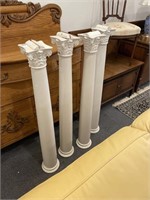 Four antique wood columns