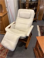White leather mid century style chair