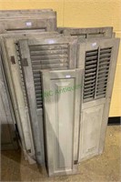 13 antique wooden shutters - solid panel bottoms,