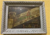 Silver antique framed cigar advertisement -