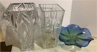 Two crystal glass vases - one marked Norway and