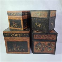 Set Of 4 Primitive Decorative Storage Boxes