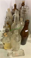 About 23 vintage bottles - medicine bottles, amber