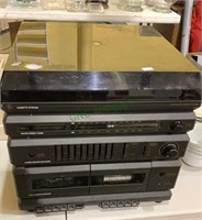 GE stereo system with cassette tape storage in