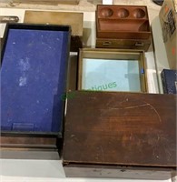 Box lot of  wooden boxes, display boxes. All