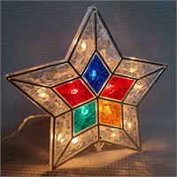 Stained Glass Style Lighted Star Tree Topper
