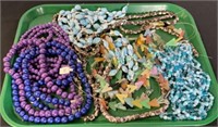Tray lot - beaded jewelry, multicolor,
