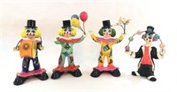 Lot of 4 Vintage Paper Mache Clown Figures