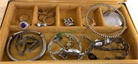 Box lot of 925 sterling silver jewelry and other