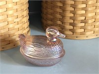 Imperial Glass Depression Pink Nesting Duck