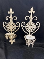 Pair of heavy iron wall candle sconces. 20 inches