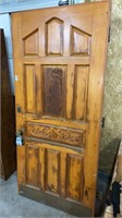 Wooden door with ship carving 78x36 with built in