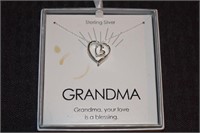 "Grandma" 925 sterling silver heart necklace