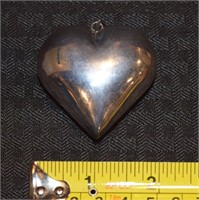 Large Puffy 925 sterling silver heart pendant
