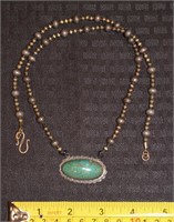 Native Amer sterling silver & turquoise necklace