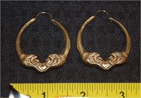 14k yellow gold LION pierced hoop earrings