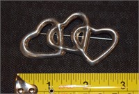 Vintage TAXCO Entwined Hearts sterling brooch