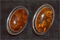 Vintage 925 sterling silver Baltic Amber earrings