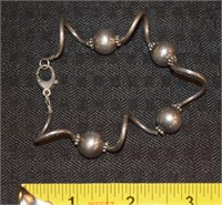Unique 925 sterling twist & bead ball bracelet