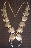 Navajo Peyote Bird 925 SQUASH BLOSSOM necklace