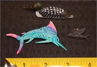 Vintage Sailfish Flying Fish & Loon pins