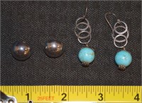 925 Sterling Silver & Turquoise pierced earrings