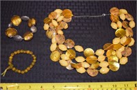 Lot of (3) yellow /MOP pieces Necklace & bracelets