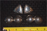 Lot of silvertone puffy earrings