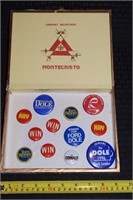 Monte Cristo cigar box w/ Political pins