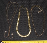 Vintage goldtone necklace lot w/ rhinestone