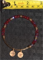 Alex & Ani red beaded coppertone bangle bracelet