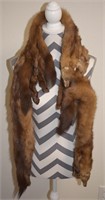 63" vintage Mink Fur Stole Collar reddish brown