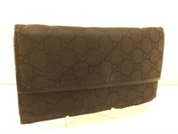 Gucci Black Monogram Leather Tri-Fold Wallet.