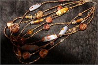BROWN GLASS BEADED NECKLACE