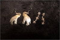 REAL SILVER ELEPHANT & TURTLE EARRINGS