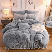 LIFEREVO Luxury Plush Shaggy Duvet Cover, Queen