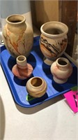 Tray lot Nemadji pottery