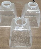 3 clear seeded square glass light Globes, 4.5 x