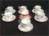 Box of marked tea cups and saucers