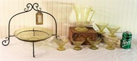 Vintage Yellow Depression Glass Pitcher, Sherbets