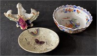 Asian porcelain dishes group of 3 bc