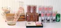 Vintage Pink Bar Glasses, Chip & Dip, Napkins