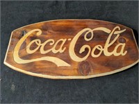 Coca-Cola carved wall plaque, approx. 11" x 21"