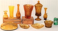 Vintage Amber Glassware Lot