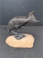 Bronze fish sculpture, signed and numbered